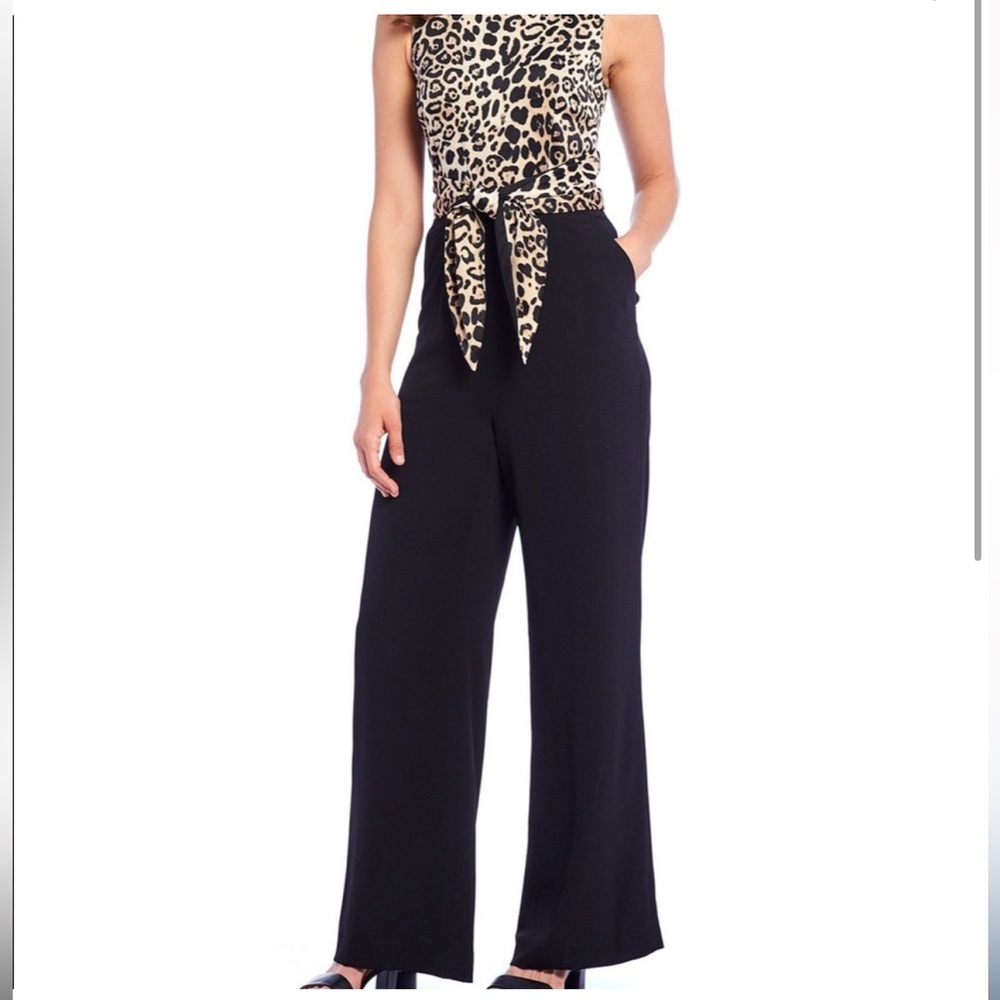 Alex Marie black and cheetah jumpsuit, brand new size 4